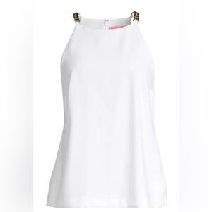 Lilly Pulitzer White Gold Chain Halter Adrienne Top size 4, excellent condition